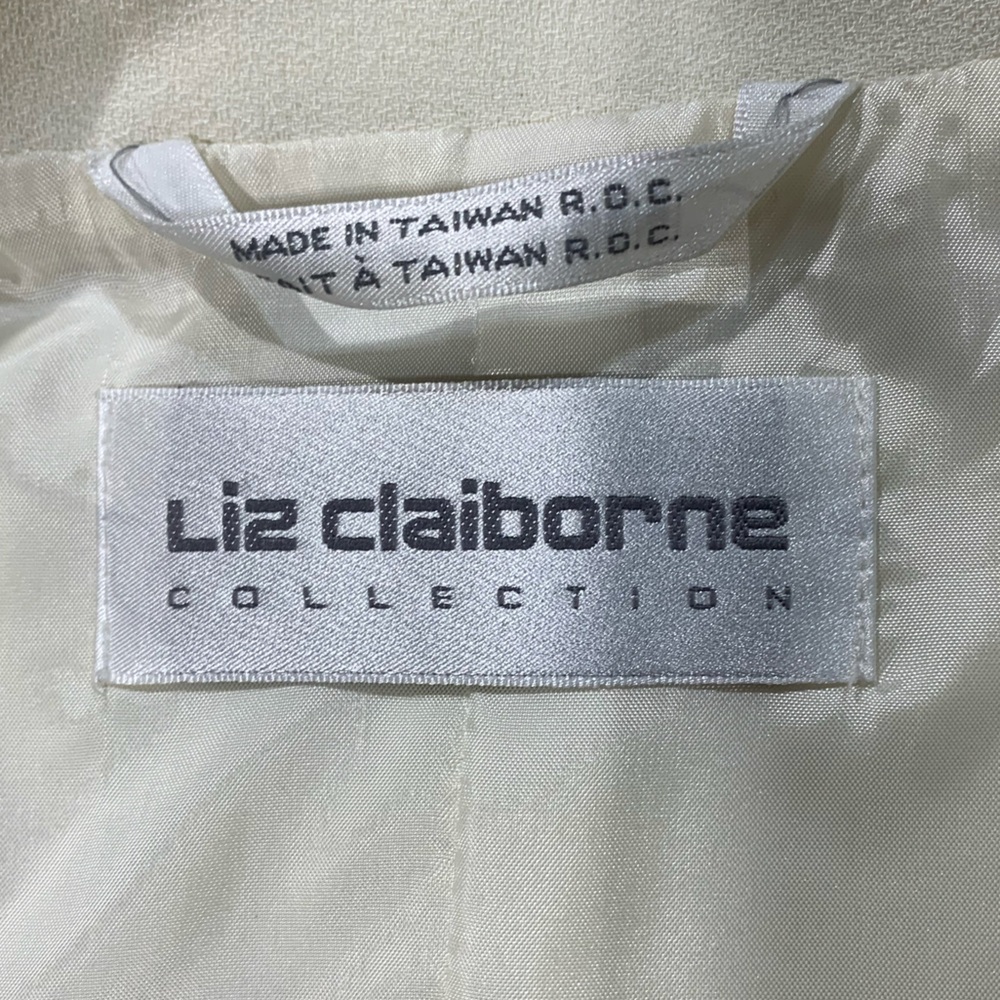 Vintage Liz Claiborne collection light ivory open blazer with tie band Size 10 - Picture 7 of 9